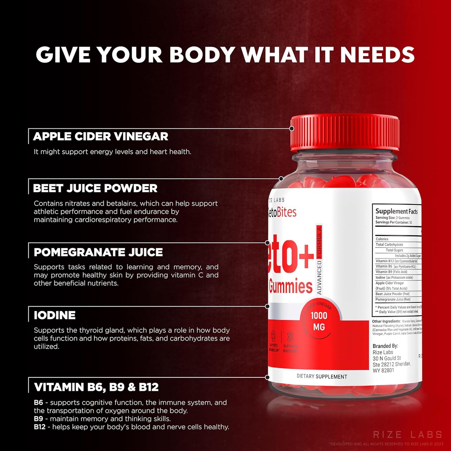 Rize Labs KetoBites: Apple Cider Vinegar Gummies for Slimming Formula - Official Reviews - 60 Gummies