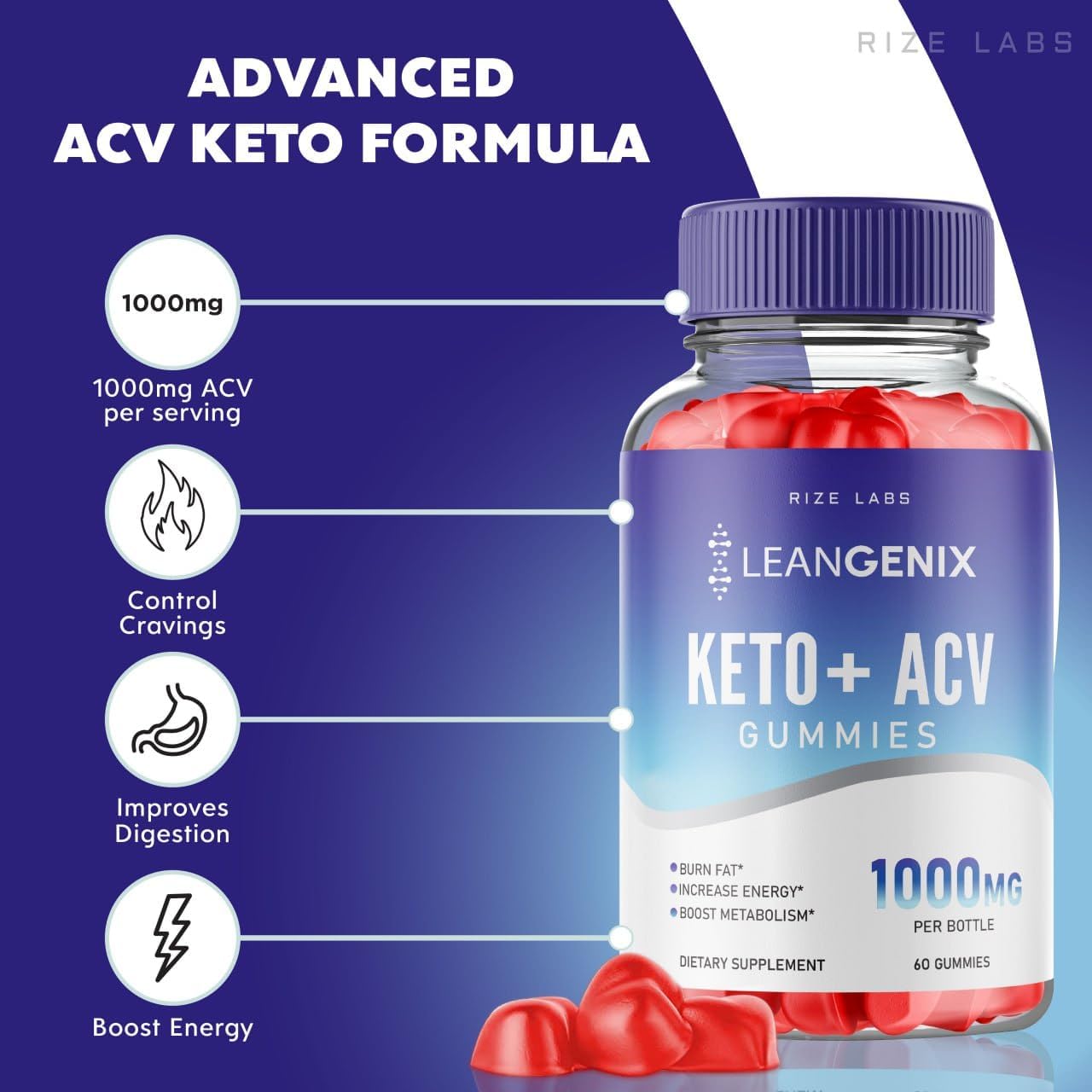 Rize Labs Leangenix Keto+ACV Gummies Pack - Advanced Weight Loss Supplement Review (120 Gummies)