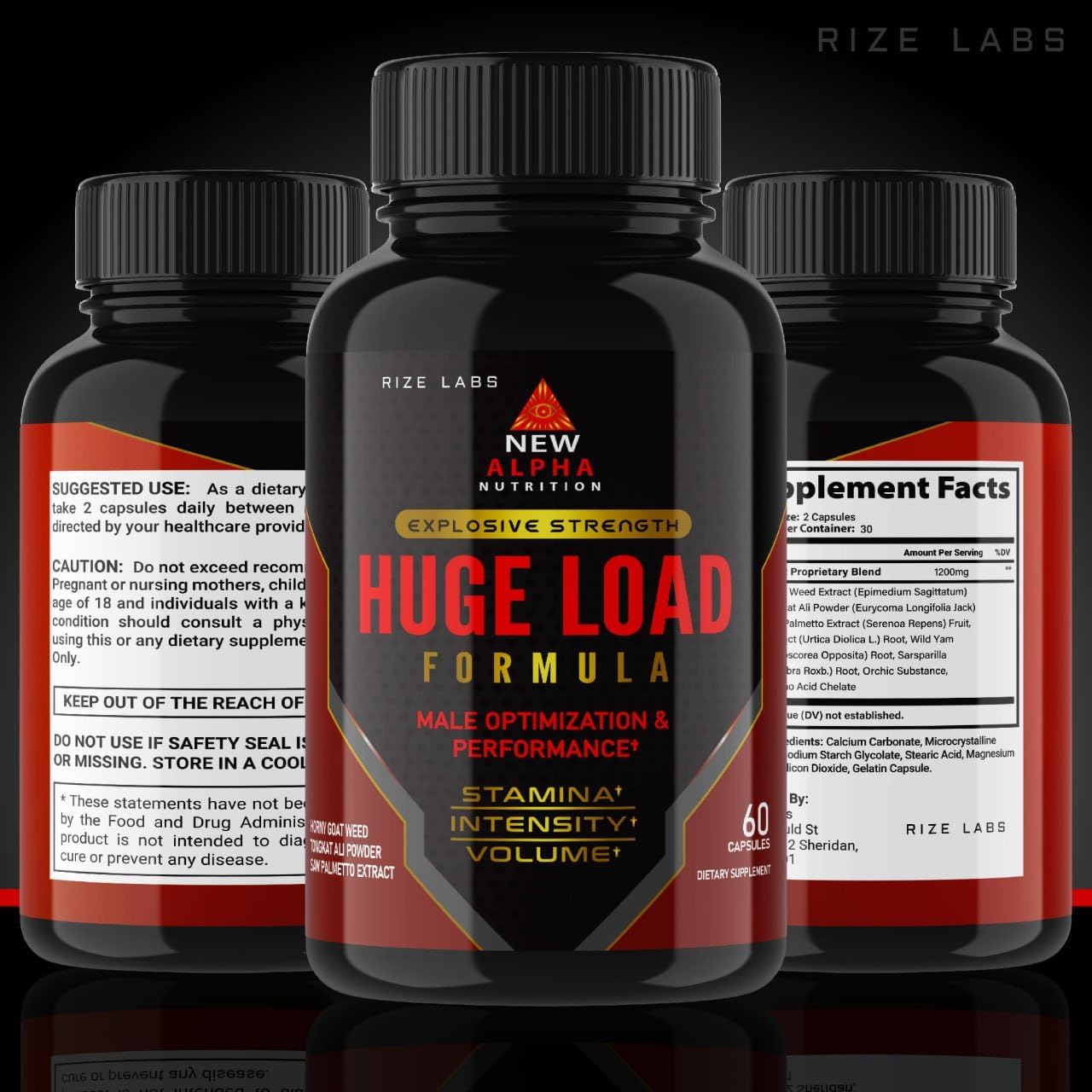 Rize Labs Men's Complete Daily Wellness Supplement - Extra Strength Formula for Peak Performance (60 Capsules)