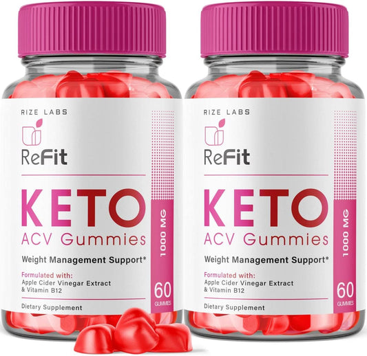 Rize Labs Refit Keto ACV Gummies - Advanced Weight Loss Supplement with Apple Cider Vinegar - Reduces Belly Fat - Extra Strength - 120 Gummies