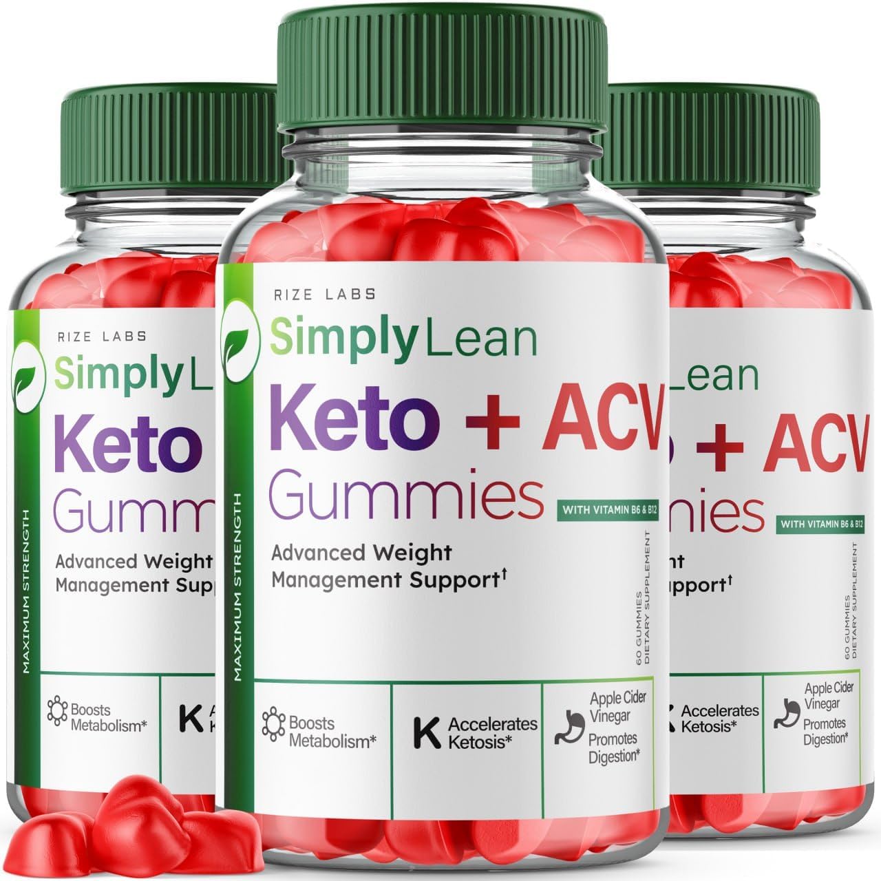 Rize Labs Simply Lean Keto + ACV Gummies Pack - Advanced Weight Loss Dietary Supplement (180 Gummies)