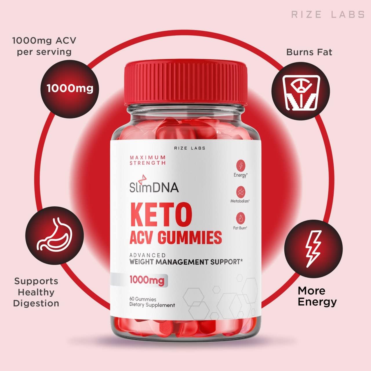 Rize Labs Slim Zone Keto ACV Gummies - Advanced Weight Loss with Apple Cider Vinegar - Reduces Belly Fat - Extra Strength - 300 Gummies