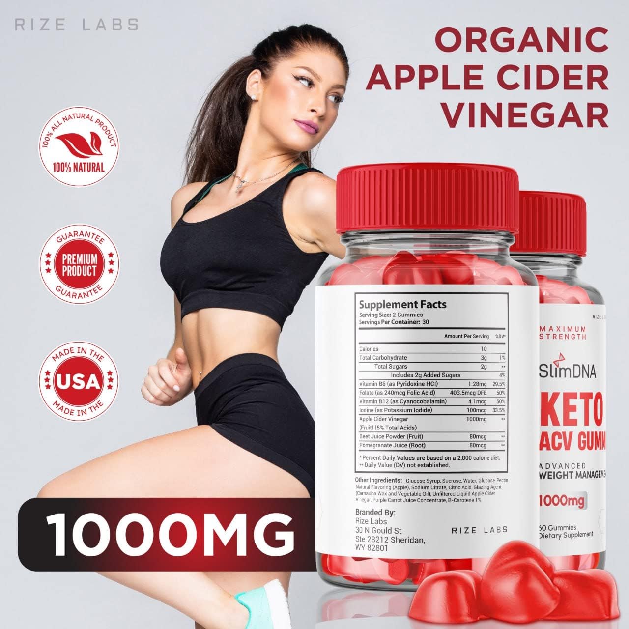 Rize Labs Slim Zone Keto ACV Gummies - Advanced Weight Loss with Apple Cider Vinegar - Reduces Belly Fat - Extra Strength - 300 Gummies