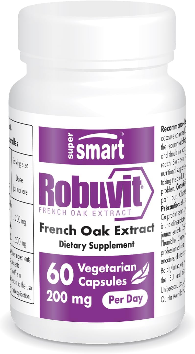 Robuvit Energy Supplement - French Oak Wood Extract Capsules 200mg - Antioxidant & Non-GMO - Gluten Free - 60 Vegetarian Capsules