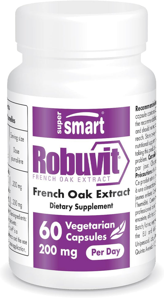 Robuvit Energy Supplement - French Oak Wood Extract Capsules 200mg - Antioxidant & Non-GMO - Gluten Free - 60 Vegetarian Capsules