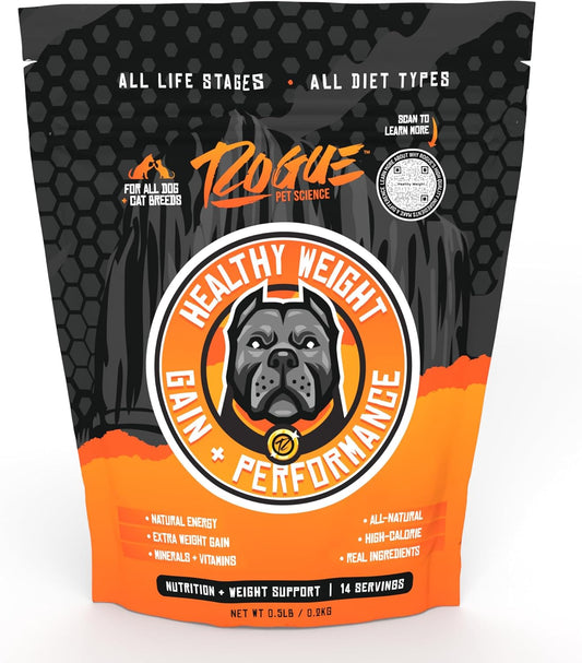 Rogue Pet Science Healthy Weight Natural Dog & Cat Food Topper - High Calorie Weight Gainer - Supports Gut Health & Digestion - Provides Natural Energy - 1/2 lb