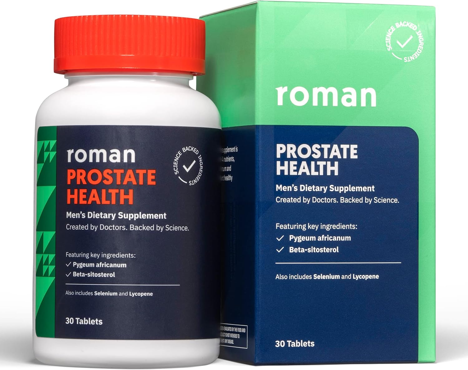 ROMAN Prostate Health Supplement for Men with Selenium, Pygeum Africanum, Beta-Sitosterol, and Lycopene - 30-Day Supply
