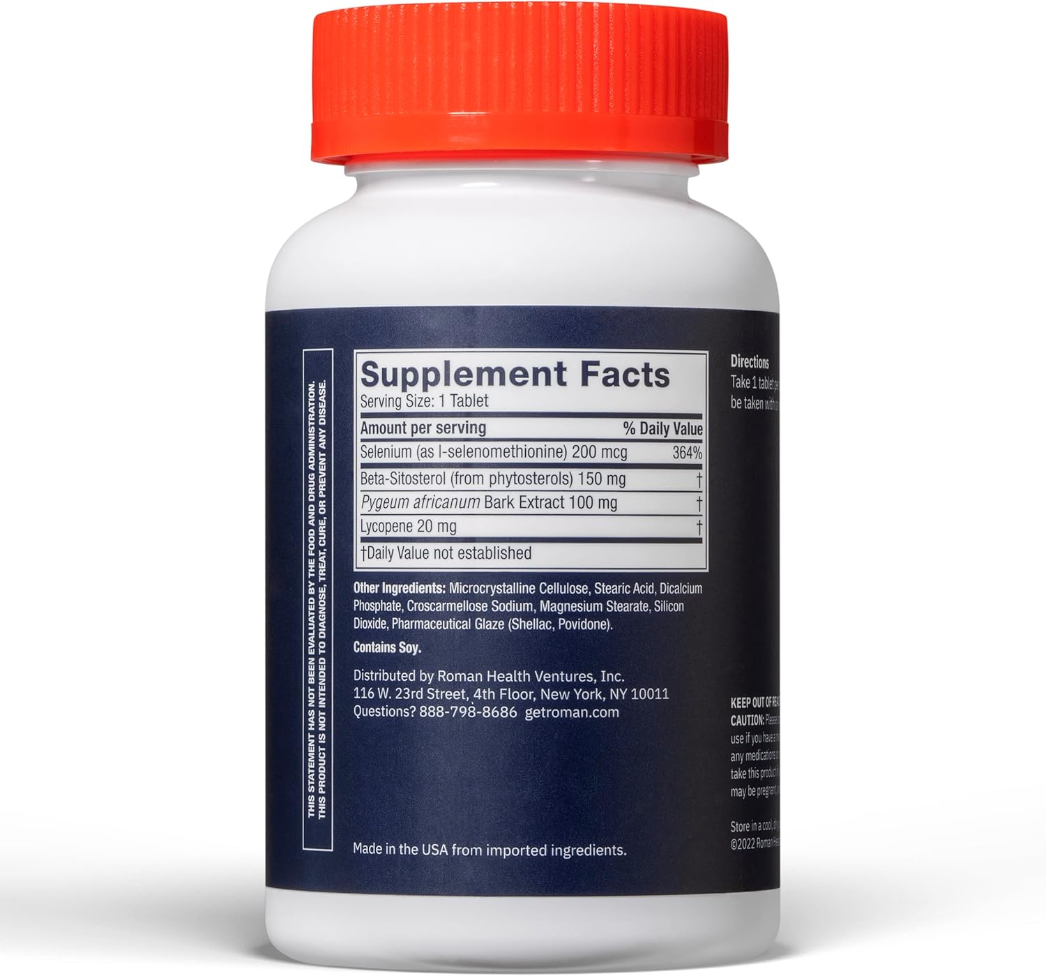 ROMAN Prostate Health Supplement for Men with Selenium, Pygeum Africanum, Beta-Sitosterol, and Lycopene - 30-Day Supply