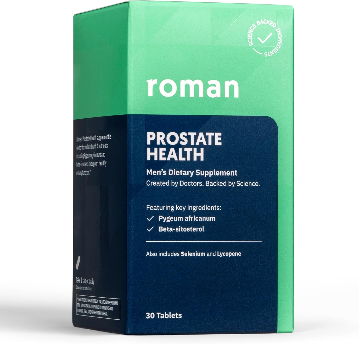ROMAN Prostate Health Supplement for Men with Selenium, Pygeum Africanum, Beta-Sitosterol, and Lycopene - 30-Day Supply