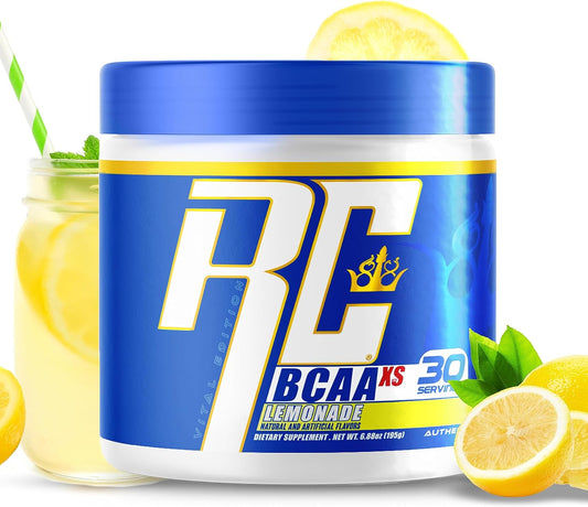 Ronnie Coleman Signature Series BCAA XS Powder: Lemonade Flavor, Sugar-Free Hydration Drink with EAAs for Post-Workout Muscle Recovery (30 Servings)