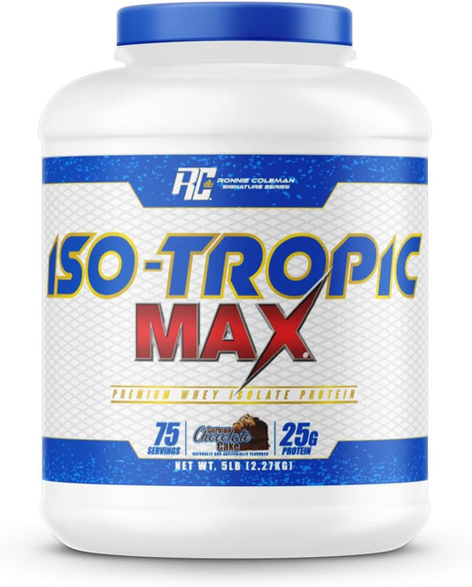 Ronnie Coleman Signature Series Iso-Tropic Max Whey Isolate Protein Powder, German Chocolate Cake Flavor - 5 lbs, 75 Servings for Lean Muscle & Recovery