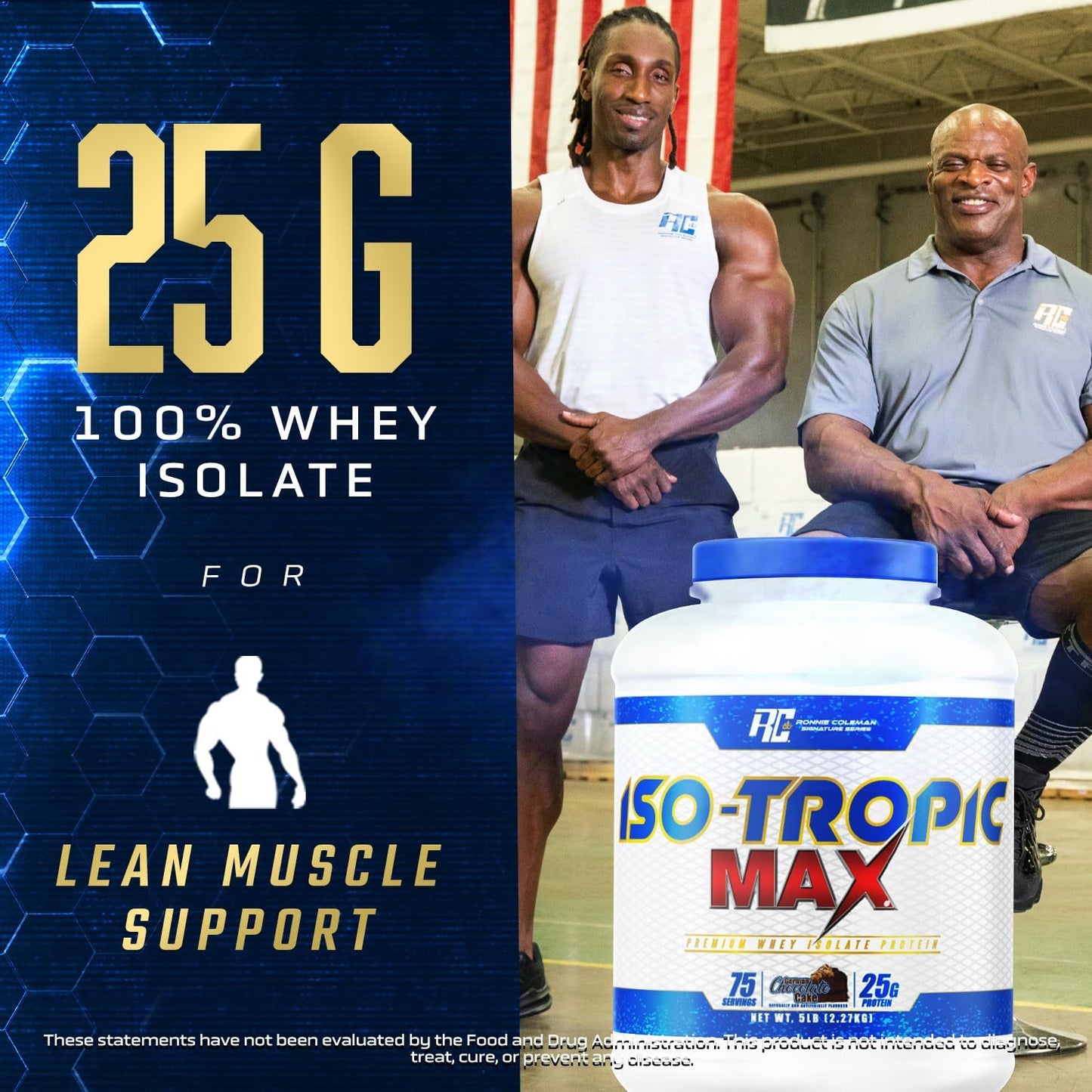 Ronnie Coleman Signature Series Iso-Tropic Max Whey Isolate Protein Powder, German Chocolate Cake Flavor - 5 lbs, 75 Servings for Lean Muscle & Recovery