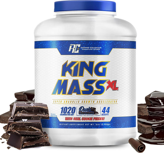 Ronnie Coleman Signature Series King Mass XL Chocolate Protein Powder, Muscle Gainer, 60g Protein, 180g Carbs, 1,000+ Calories, Creatine & Glutamine, 6 lb