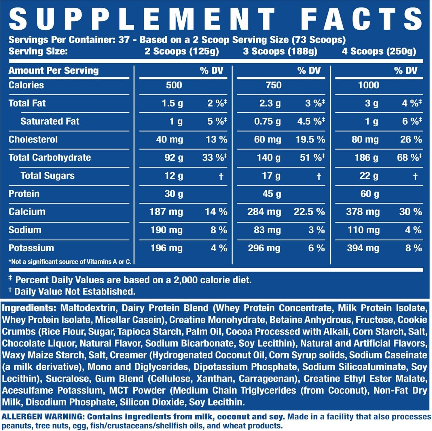 Ronnie Coleman Signature Series King Mass XL Cookies N' Cream 10 lb - High Calorie Mass Gainer Protein Powder with Creatine & Glutamine