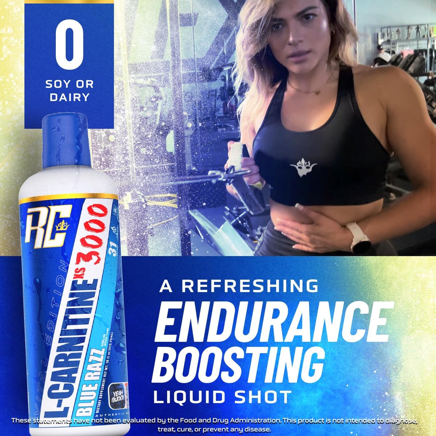 Ronnie Coleman Signature Series L-Carnitine XS 3000 Liquid, Blue Razz Flavor, Supports Amino Acid Metabolism and Lean Muscle Strength, Stimulant-Free, Sugar-Free, Zero Carbs, 16 Oz