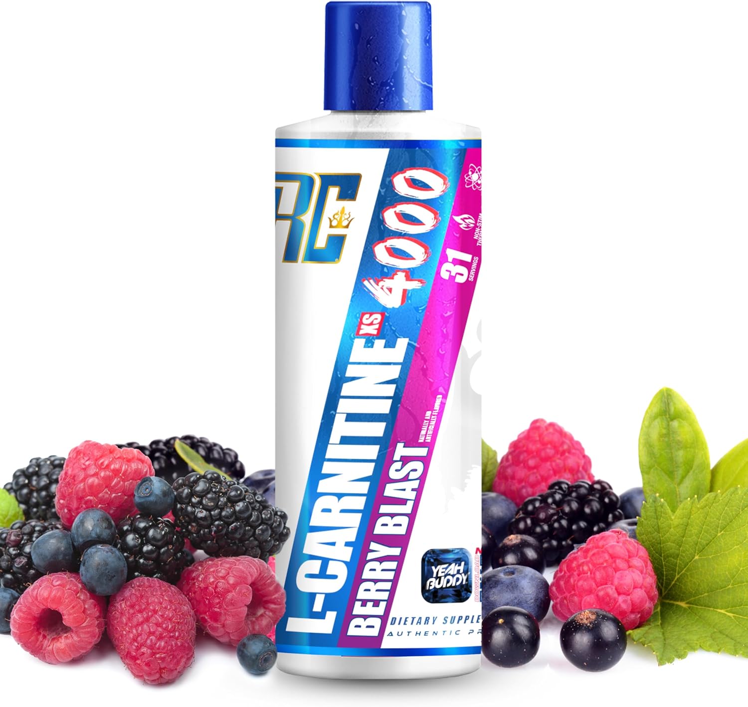 Ronnie Coleman Signature Series L Carnitine XS 4000 Liquid - Stimulant/Sugar Free, Lean Muscle Strength Support - Amino Acid Supplement for Men & Women - Berry Blast Flavor, 16 Oz