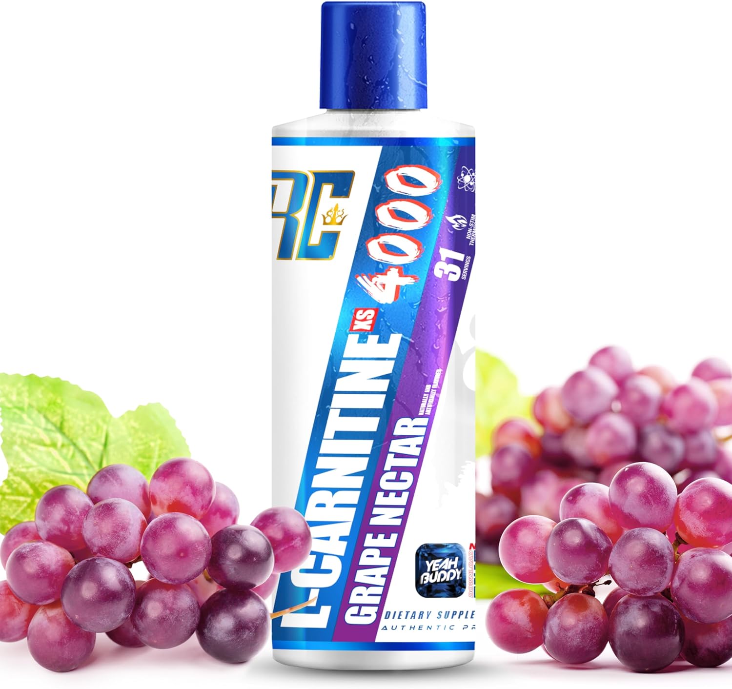 Ronnie Coleman Signature Series L Carnitine XS 4000 Liquid Grape Nectar - Lean Muscle Strength Support for Men & Women, 16 oz