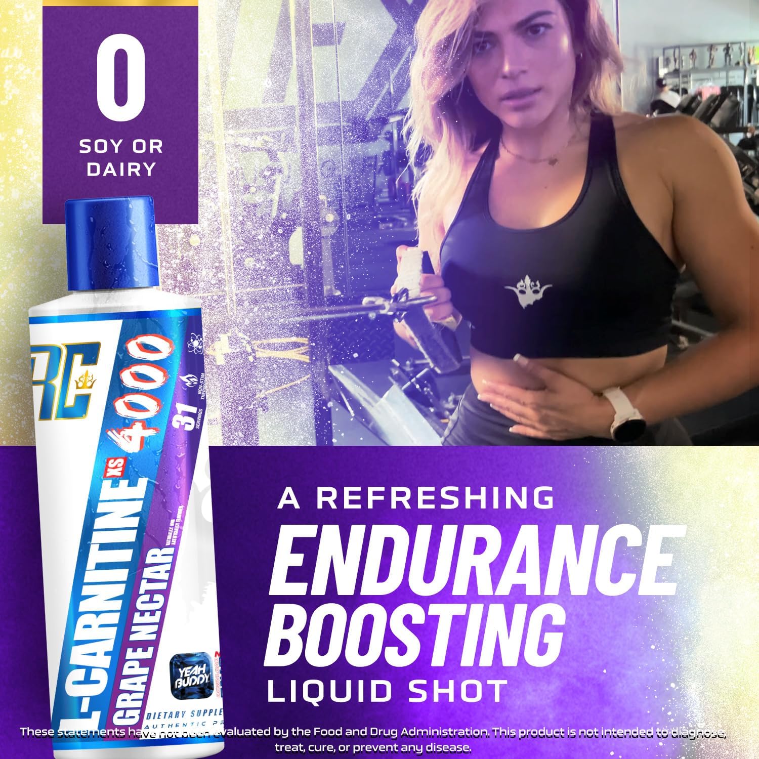 Ronnie Coleman Signature Series L Carnitine XS 4000 Liquid Grape Nectar - Lean Muscle Strength Support for Men & Women, 16 oz