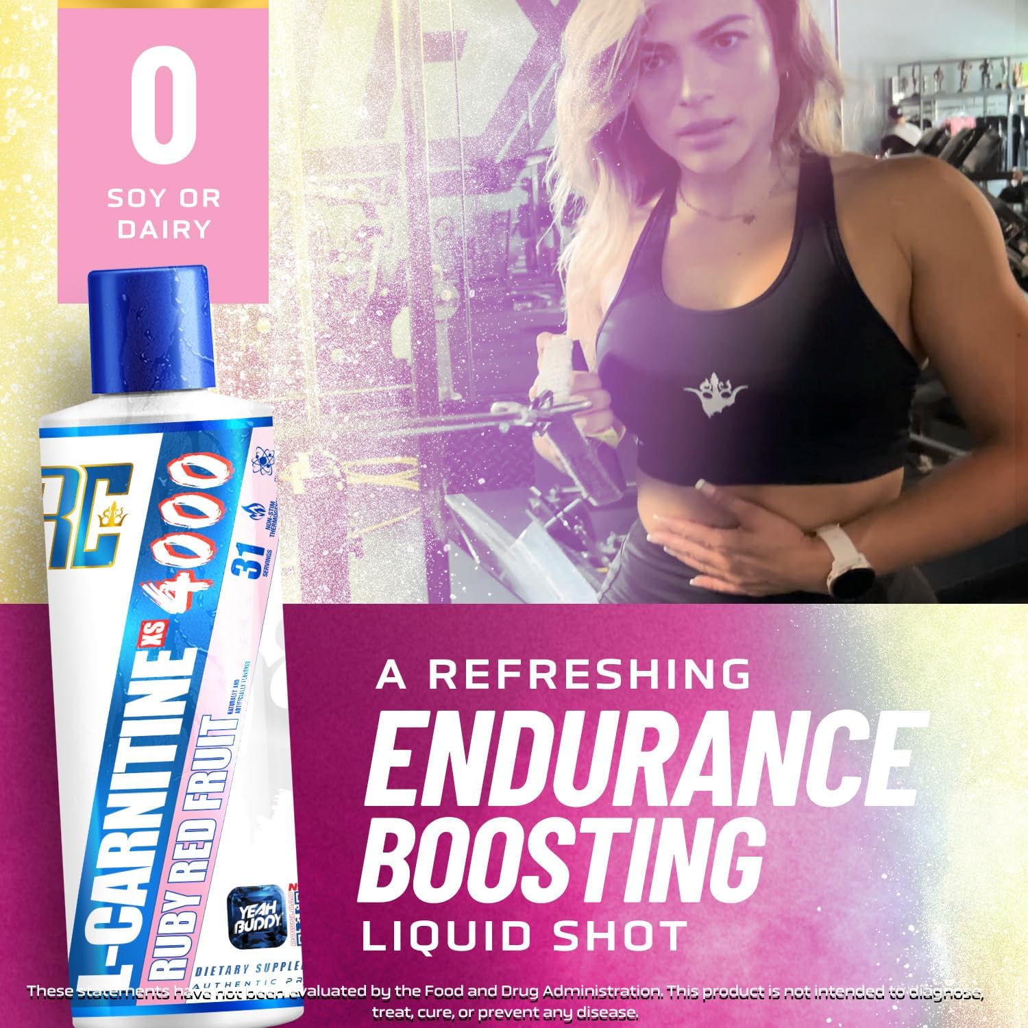 Ronnie Coleman Signature Series L Carnitine XS 4000 Liquid - Lean Muscle Support - Stimulant & Sugar Free - 16 Oz Ruby Red Fruit Flavor