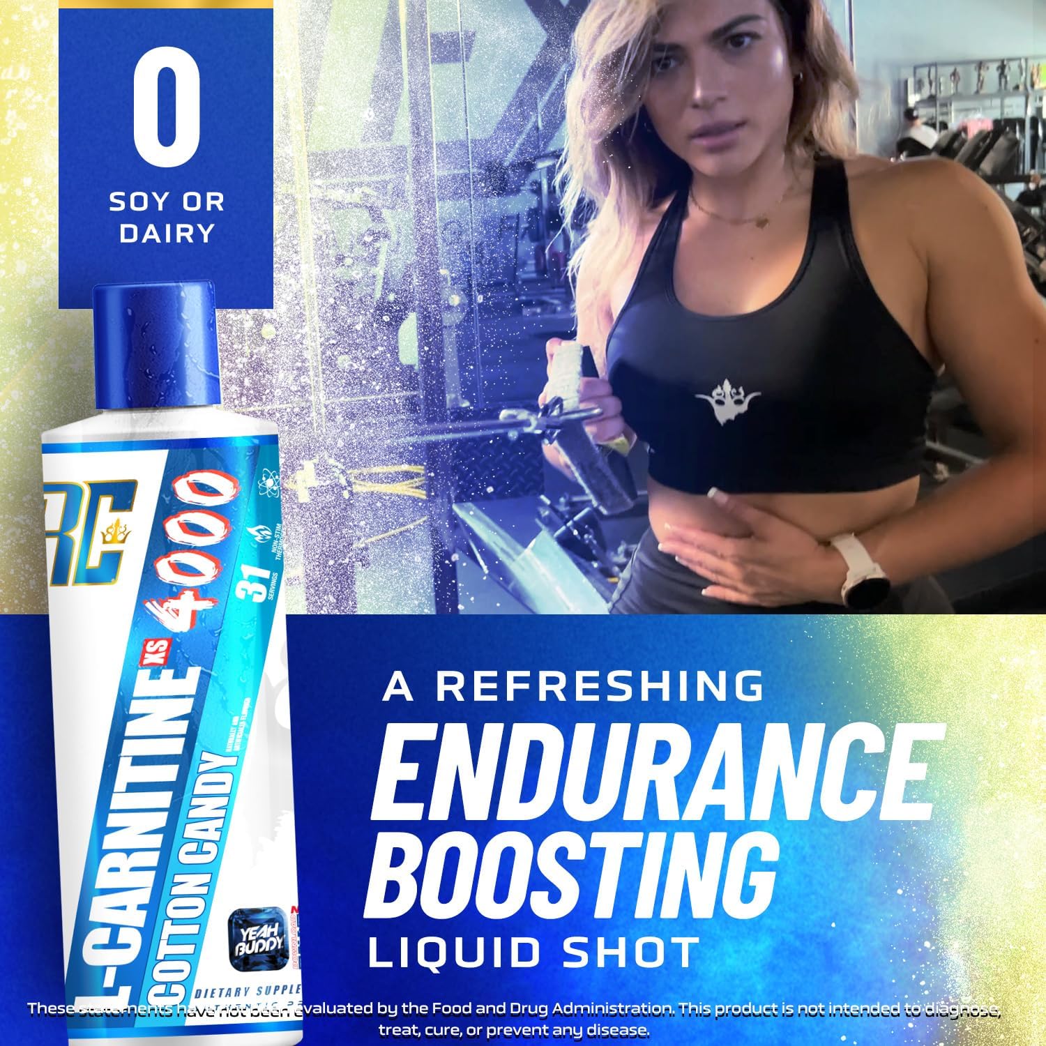 Ronnie Coleman Signature Series L Carnitine XS 4000 Liquid - Stimulant & Sugar Free Muscle Support - 16 Oz, Cotton Candy Flavor
