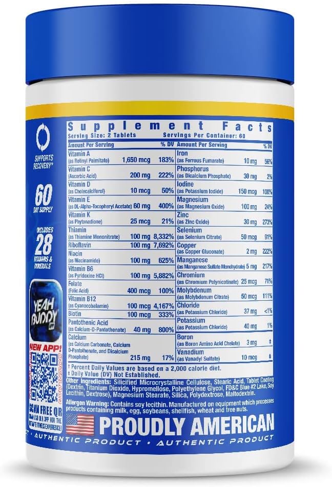 Ronnie Coleman Signature Series Vita XS Multivitamin: Daily B Vitamin & Mineral Support for Men and Women, 120 Tablets