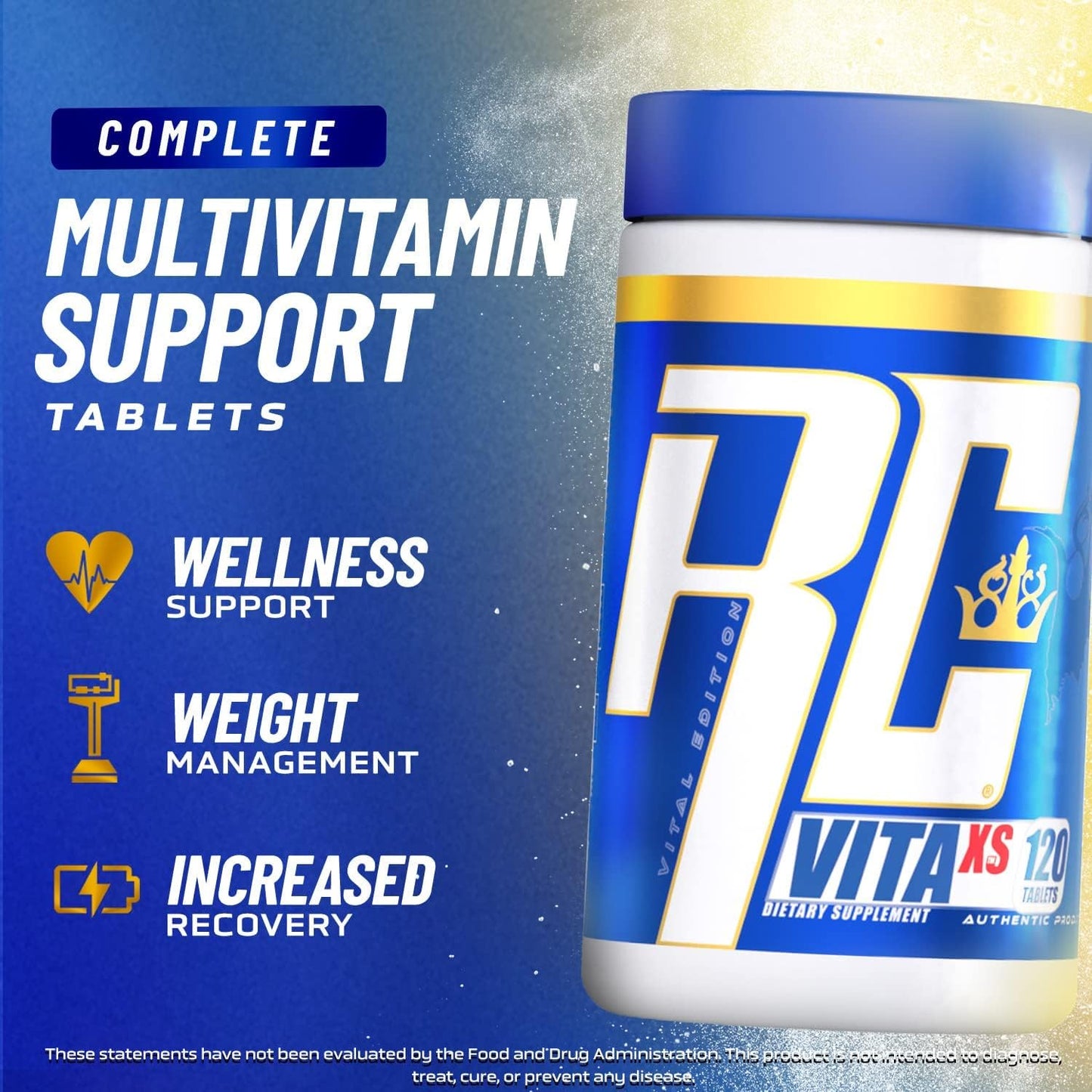 Ronnie Coleman Signature Series Vita XS Multivitamin: Daily B Vitamin & Mineral Support for Men and Women, 120 Tablets