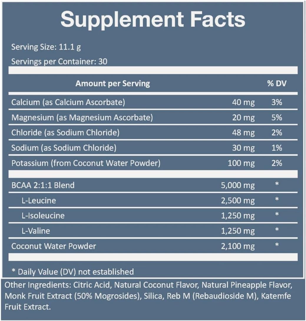 Rookie Wellness Recovery BCAA Powder - Electrolytes & BCAAs for Muscle Recovery, Hydration - Watermelon Lime Flavor (30 Servings)