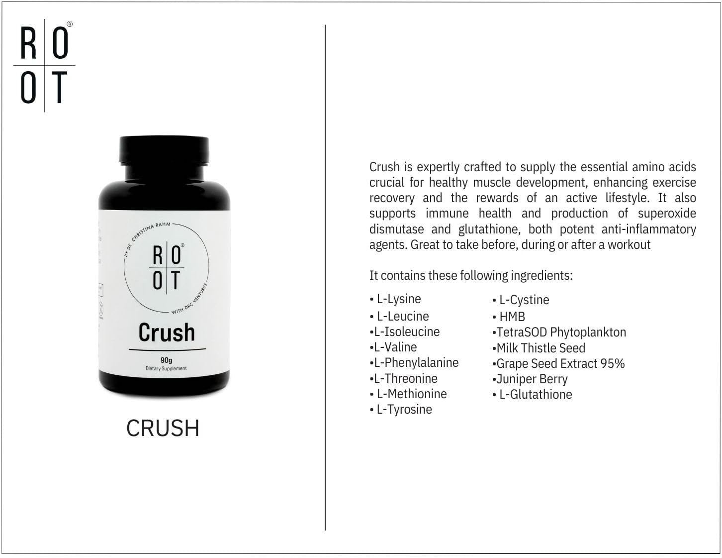 Root Wellness Essential Amino Acid Crush for Muscle Development and Immune Support - 90g