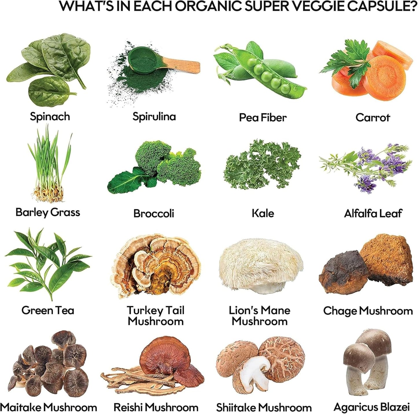 Rootie Whole Fruits and Veggies Supplement - 39 Powerful Blend, Fill Nutritional Gaps, Boost Energy and Well-being - Non-GMO, Vegan, Gluten Free - Made in USA (30 Day Supply)
