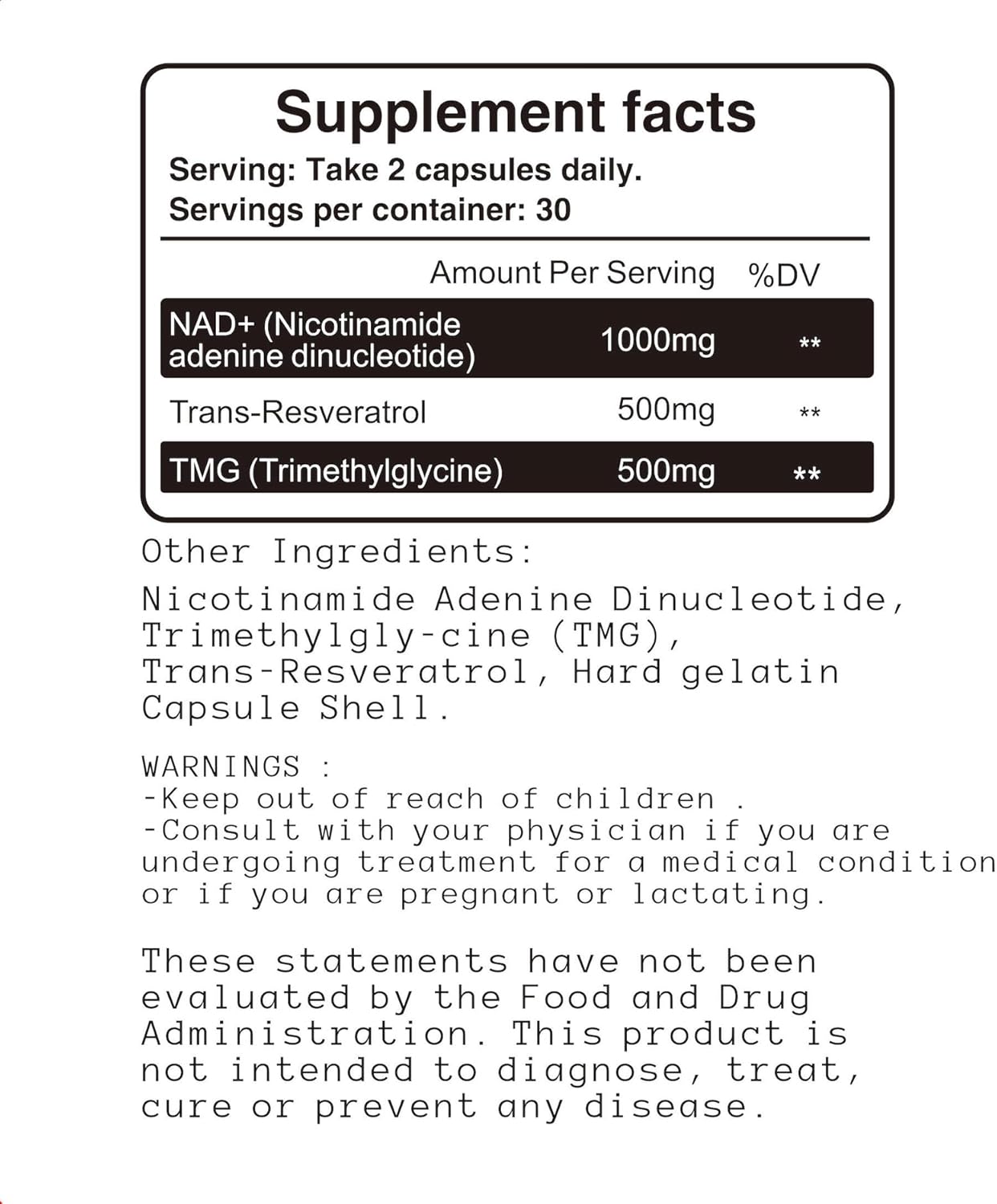 Rootrium Liposomal NAD+ 1000mg with Resveratrol & TMG - Energy, DNA Repair, Anti-Aging - Brain Function, Cellular Health - 60 Capsules