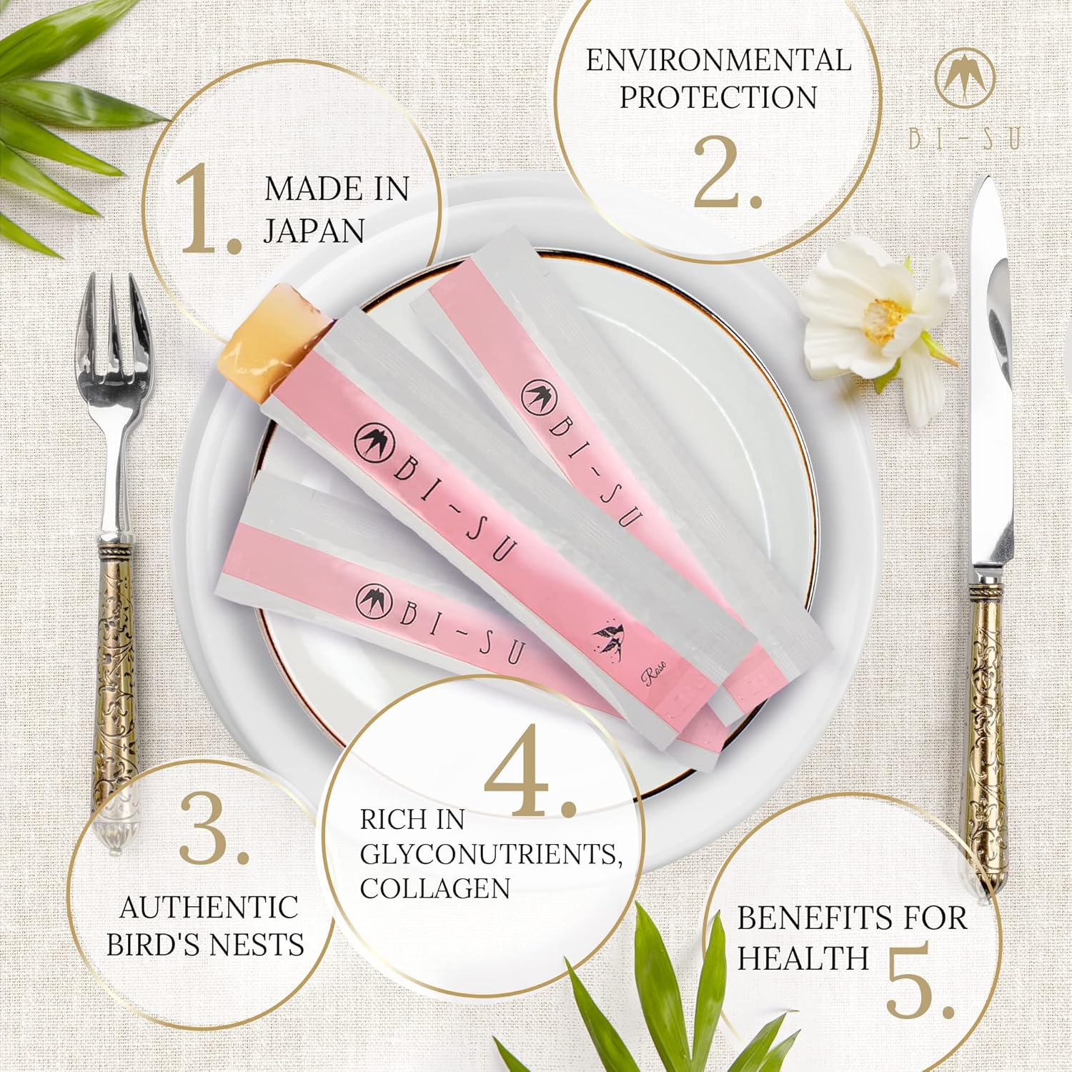 Rose Flavor BI-SU Extract Jelly Stick | Natural Swiftlet Nests Extract with Collagen and Vitamin C for Anti-aging and Healthy Skin - 30 PCS