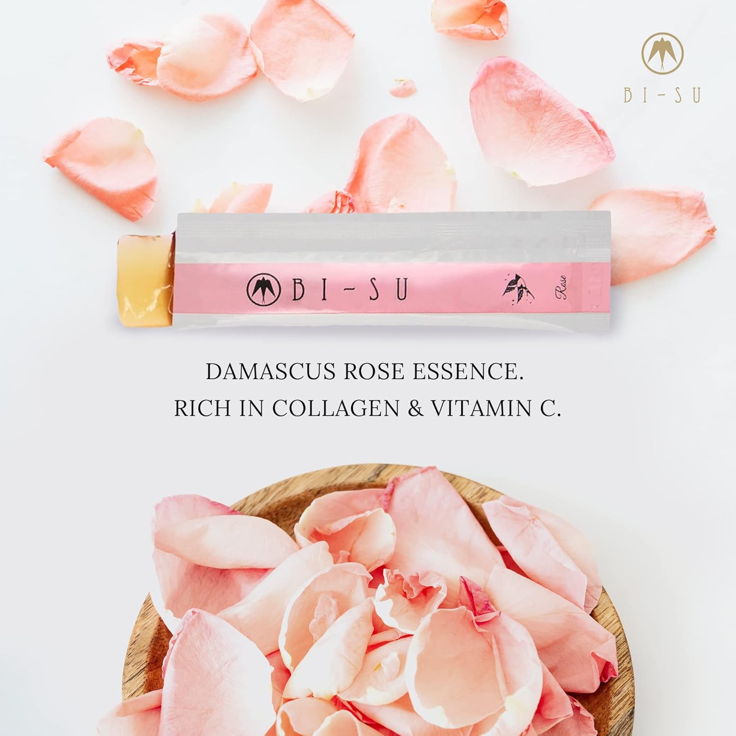 Rose Flavor BI-SU Extract Jelly Stick | Natural Swiftlet Nests Extract with Collagen and Vitamin C for Anti-aging and Healthy Skin - 30 PCS