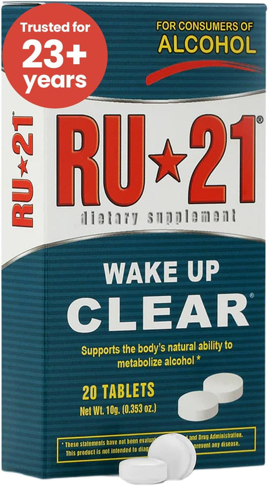 RU-21 Hangover Supplement for Work Morning After Drinking | Liver Support & Fast Recovery | Trusted USA-Made (20 Pills)