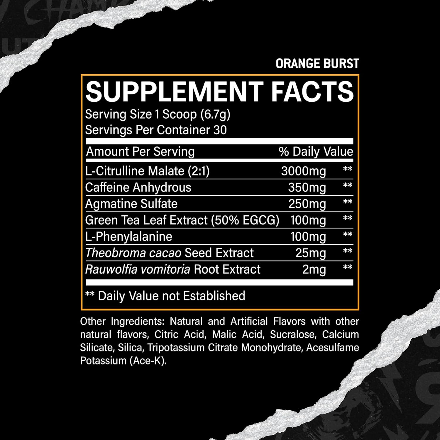 RUCK NUTRITION Rage Pre-Workout Supplement - 30 Servings for Energy Boost and Pump Enhancement with Citrulline, Caffeine, and Green Tea Leaf - Orange Burst Flavor