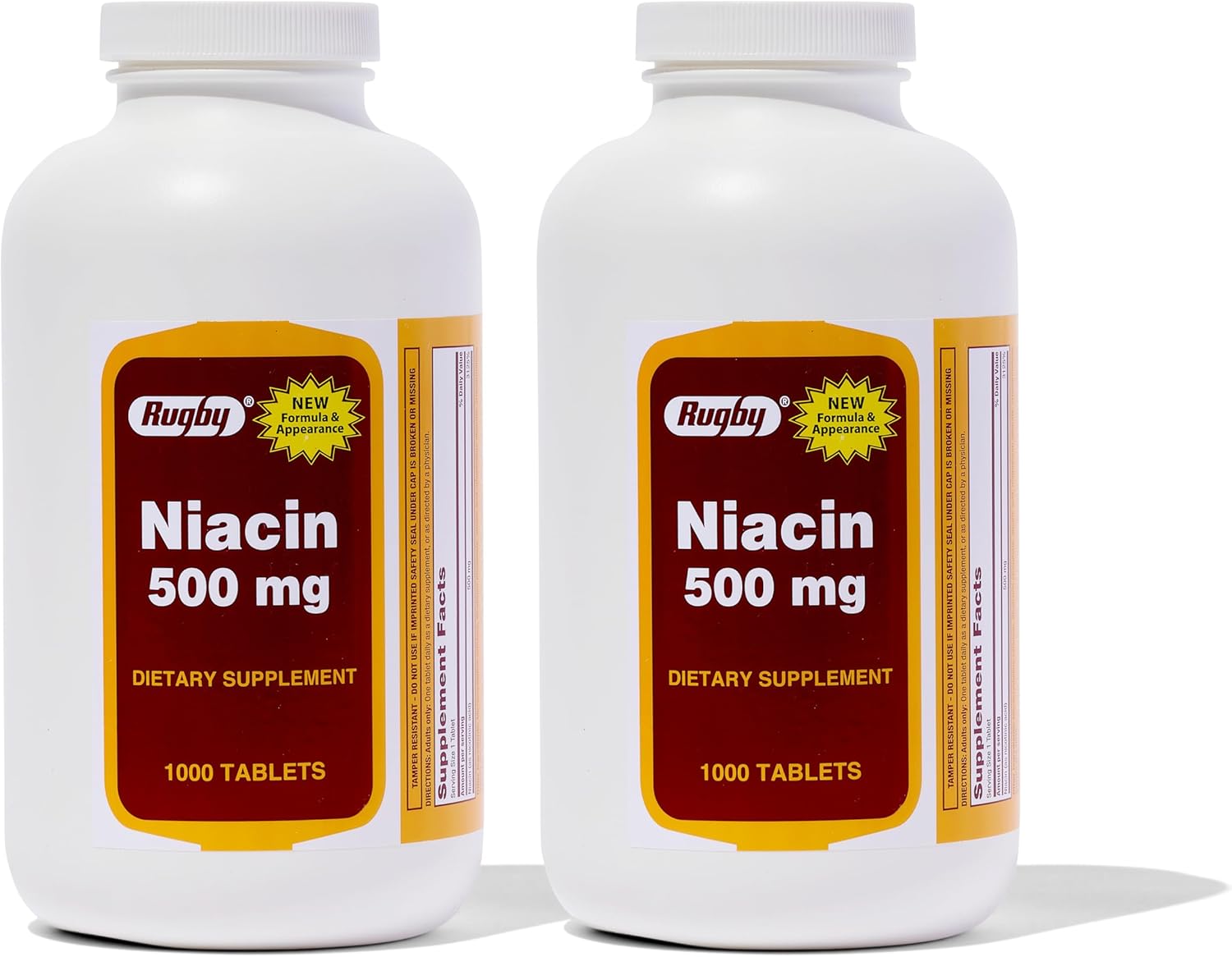 RUGBY LABORATORIES Rugby Niacin 500mg - High Strength Vitamin B3 Pills - 1,000 Tablets (2 Pack) for Men and Women