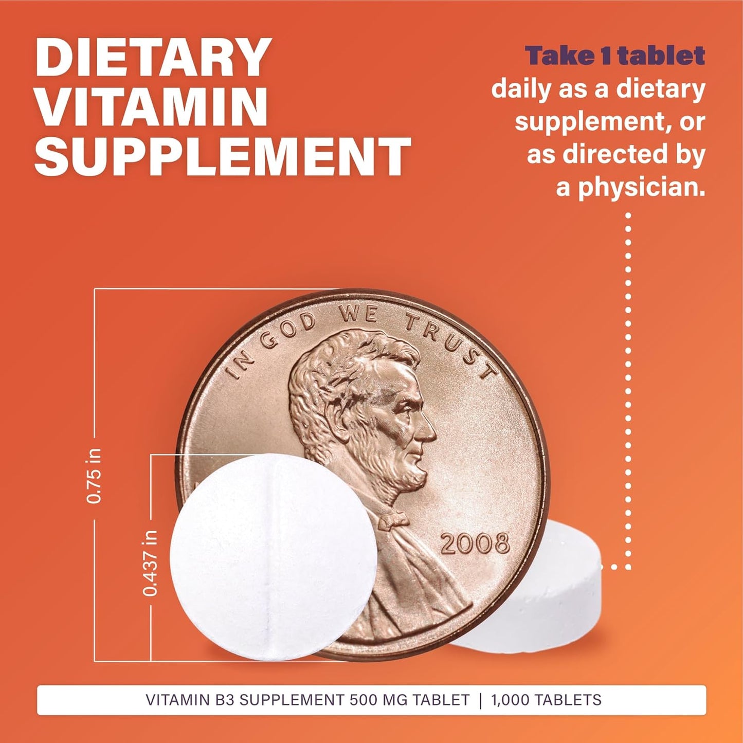 RUGBY LABORATORIES Rugby Niacin 500mg - High Strength Vitamin B3 Pills - 1,000 Tablets (2 Pack) for Men and Women