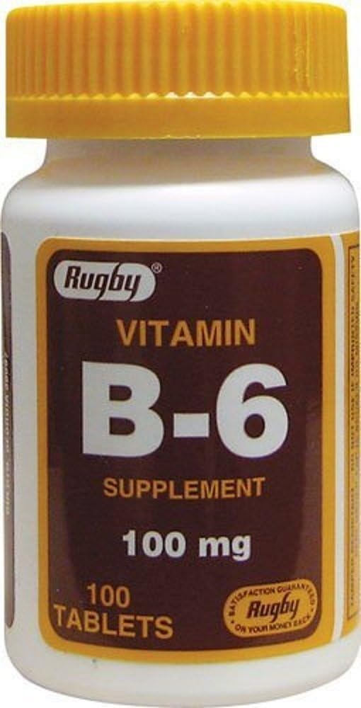 Rugby Vitamin B-6 Tablets 100mg 100 Count (Pack of 3) - Boost Energy Levels and Support Overall Health
