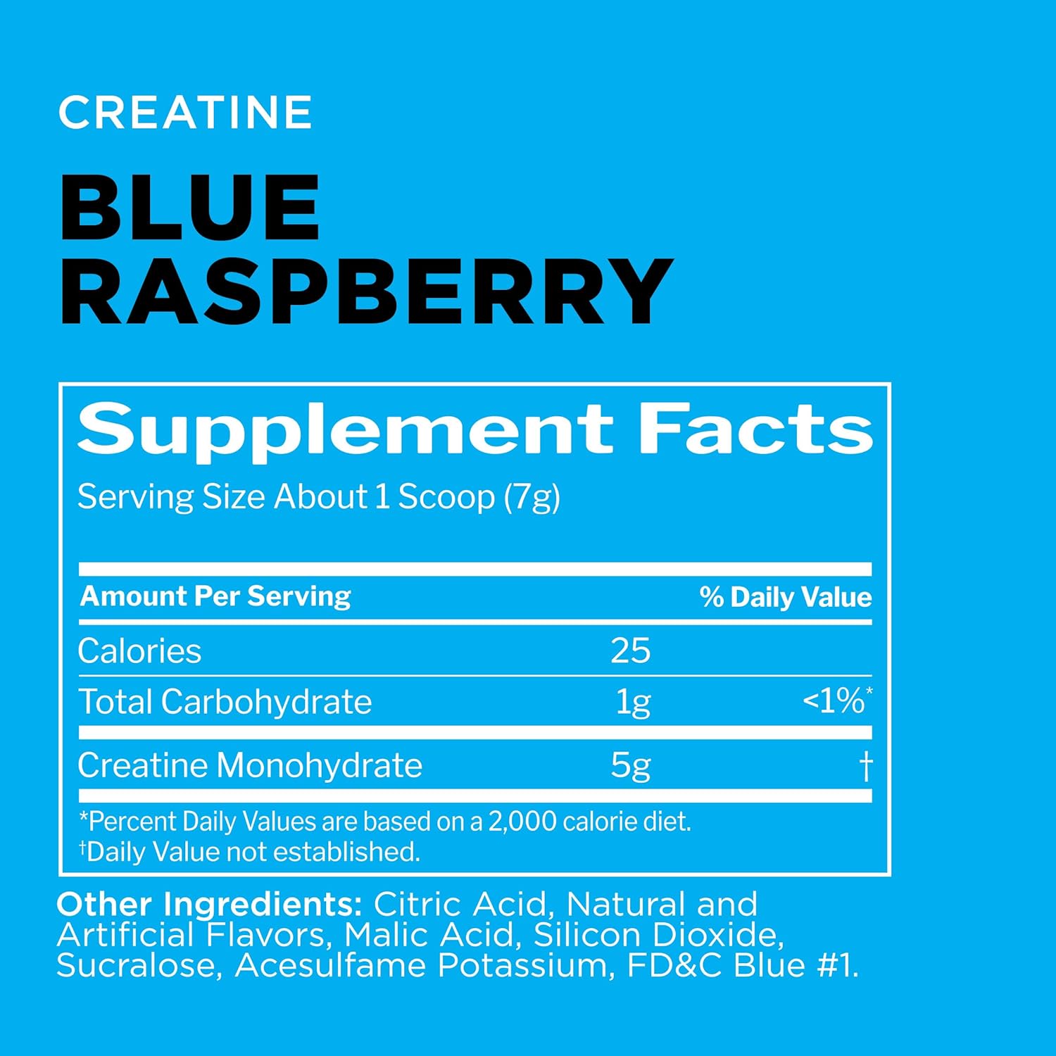 Rule 1 Creatine Powder - Pure Micronized Creatine Monohydrate for High-Intensity Exercise and Lean Body Mass Support, Blue Raspberry Flavor - 60 Servings