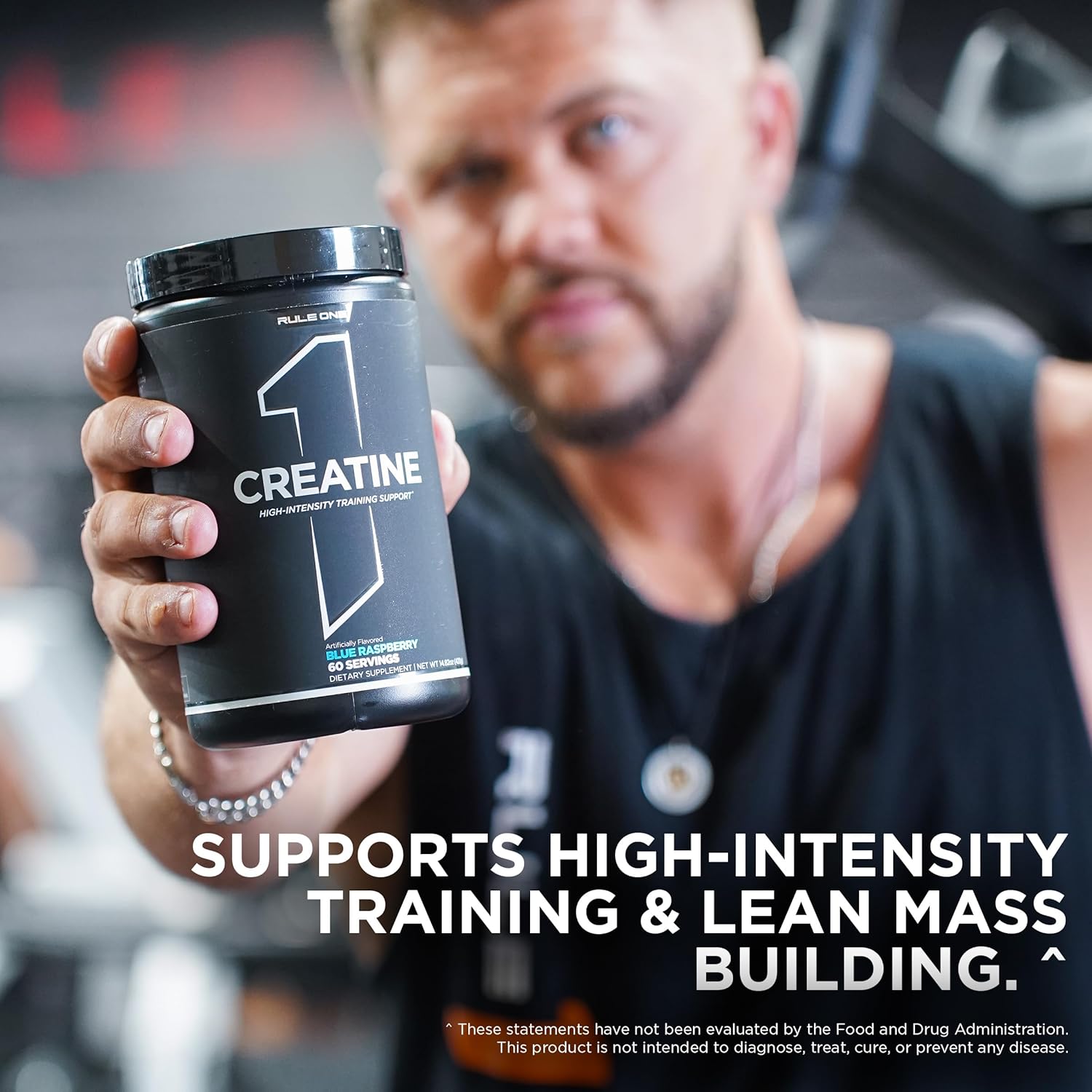 Rule 1 Creatine Powder - Pure Micronized Creatine Monohydrate for High-Intensity Exercise and Lean Body Mass Support, Blue Raspberry Flavor - 60 Servings