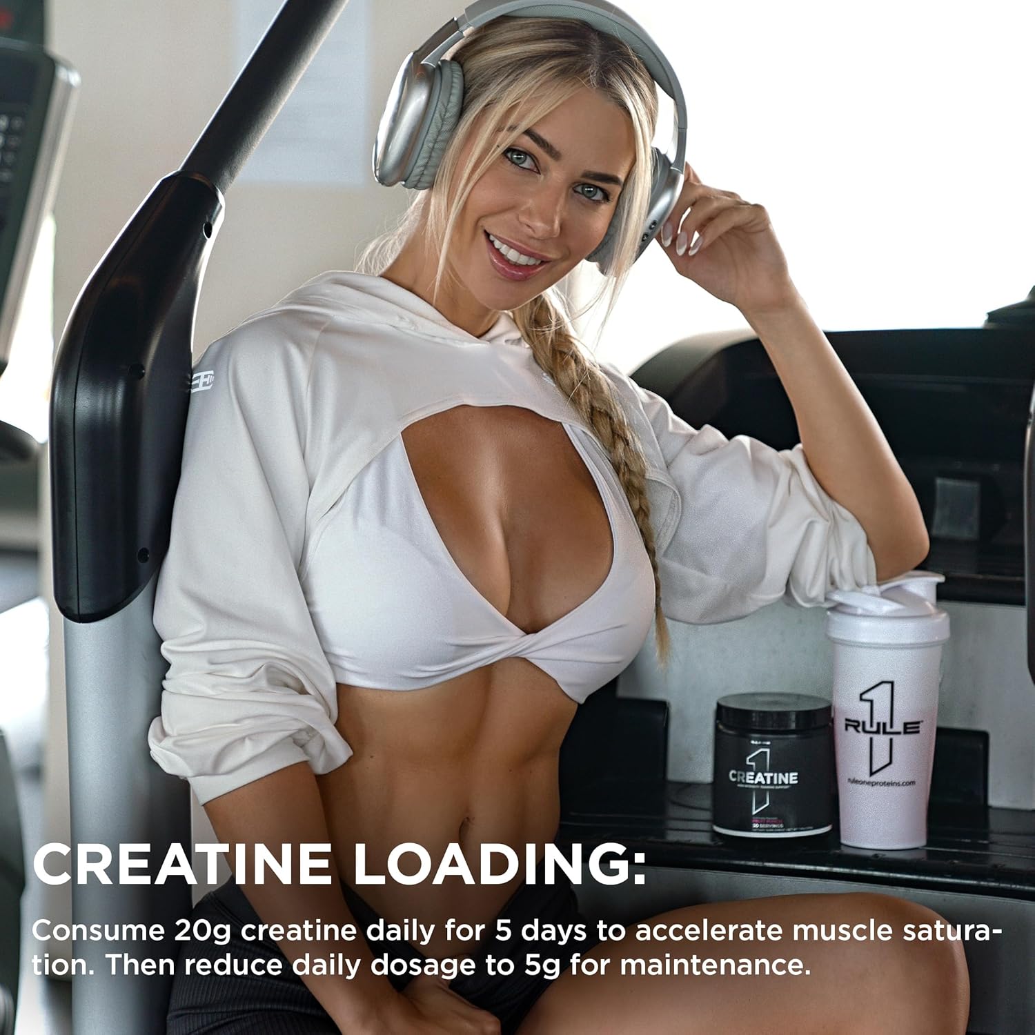 Rule 1 Creatine Powder - Pure Micronized Creatine Monohydrate for High-Intensity Exercise and Lean Body Mass Support, Blue Raspberry Flavor - 60 Servings