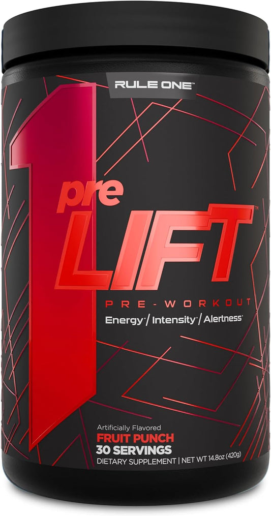 Rule 1 preLIFT Pre-Workout Supplement - 6g Citrulline, 3.2g Beta Alanine, 3 Caffeine Sources for Energy & Endurance (30 Servings, Fruit Punch)