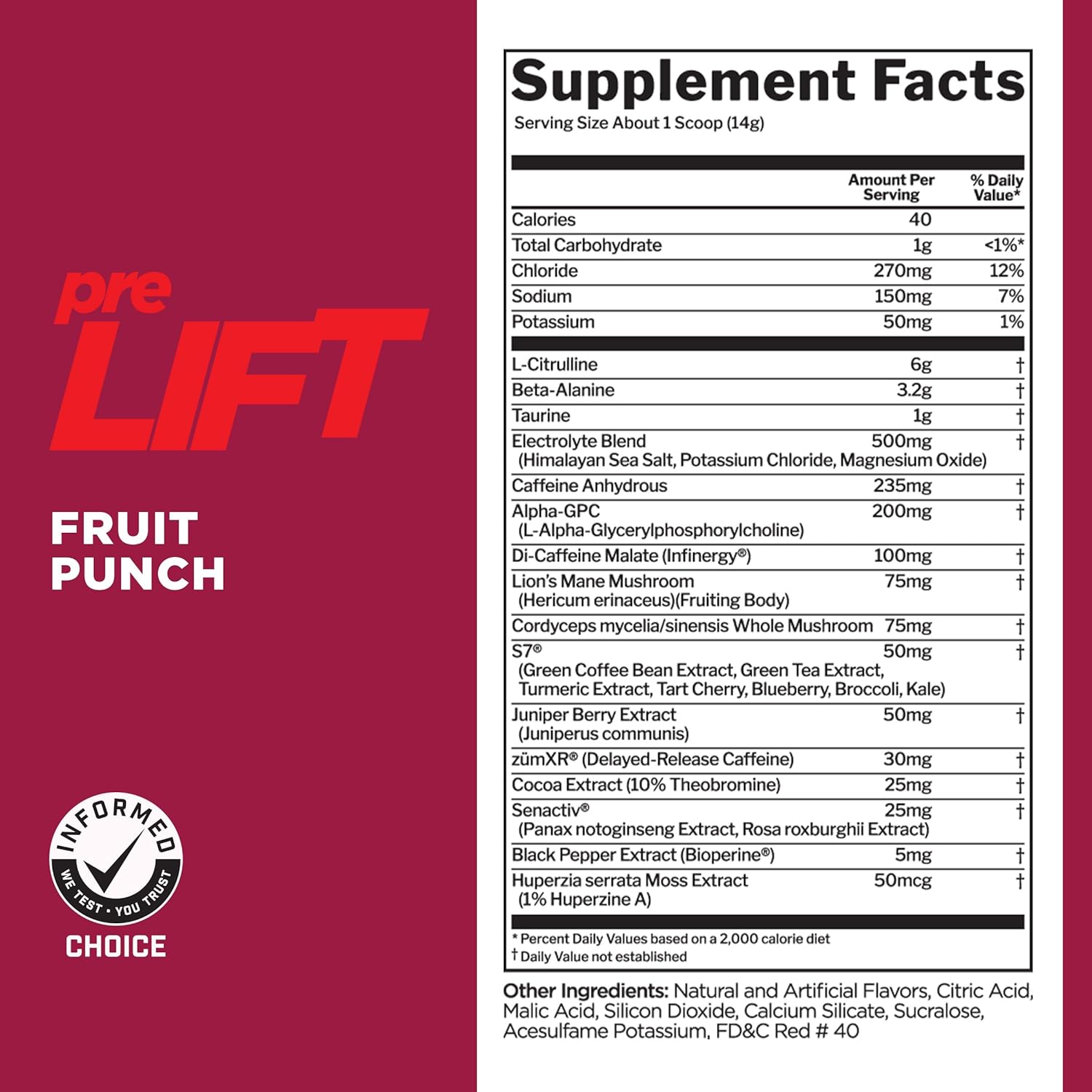 Rule 1 preLIFT Pre-Workout Supplement - 6g Citrulline, 3.2g Beta Alanine, 3 Caffeine Sources for Energy & Endurance (30 Servings, Fruit Punch)