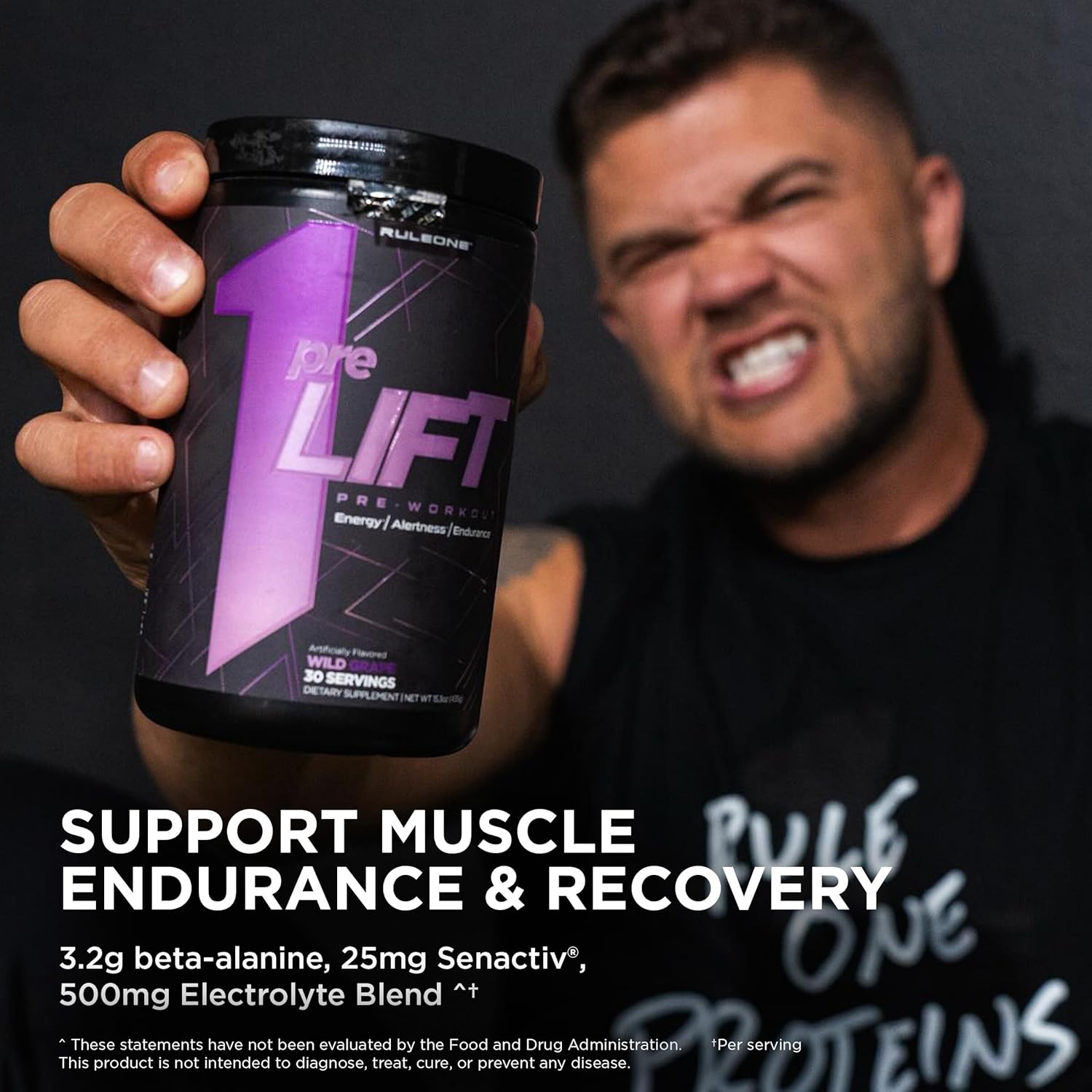 Rule 1 preLIFT Pre-Workout Supplement - Energy, Alertness, & Endurance Booster with 6g Citrulline, 3.2g Beta Alanine, 3 Caffeine Sources + 20 Others (30 Servings, Mandarin Mango)