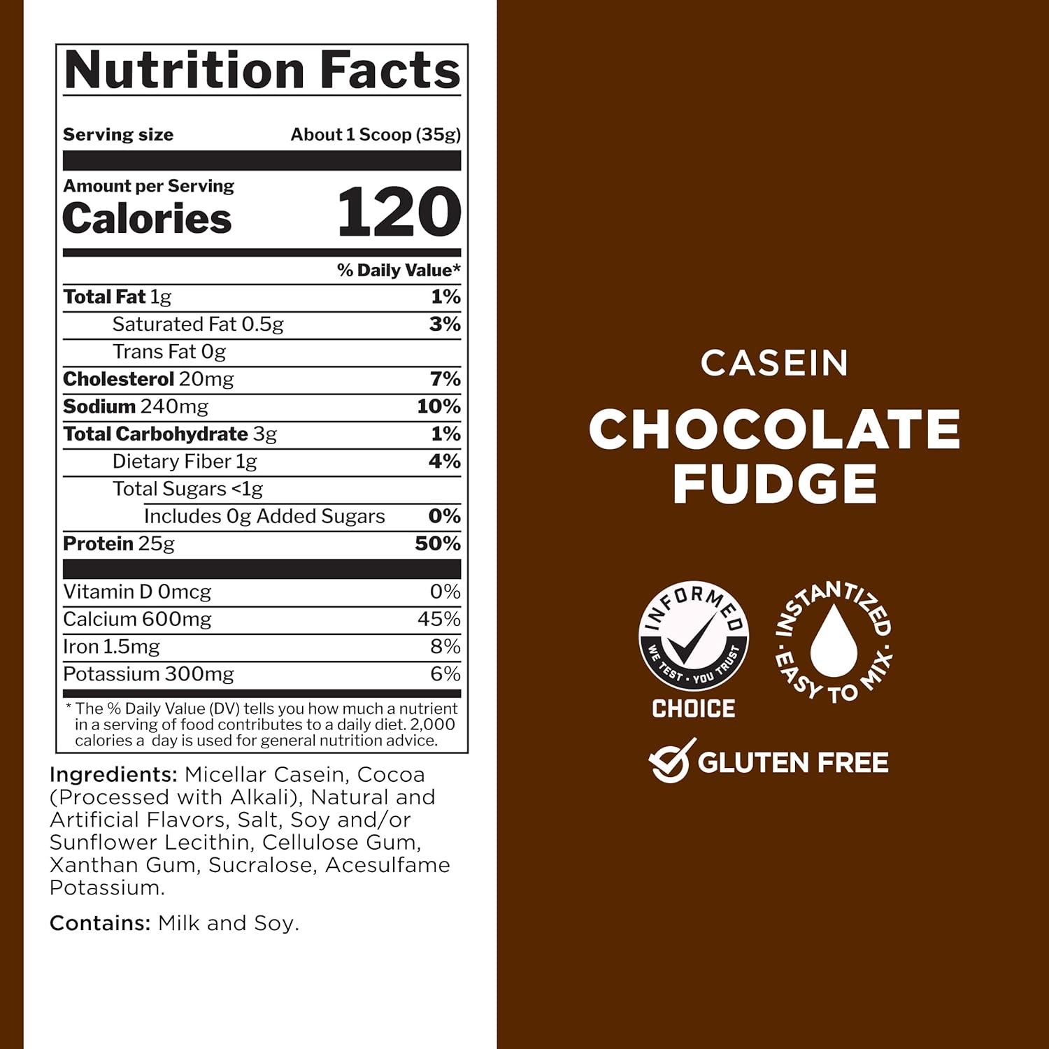 Rule 1 Proteins Casein: Premium Micellar Slow-Release Protein for Overnight Muscle Recovery (2 lbs, Chocolate Fudge)