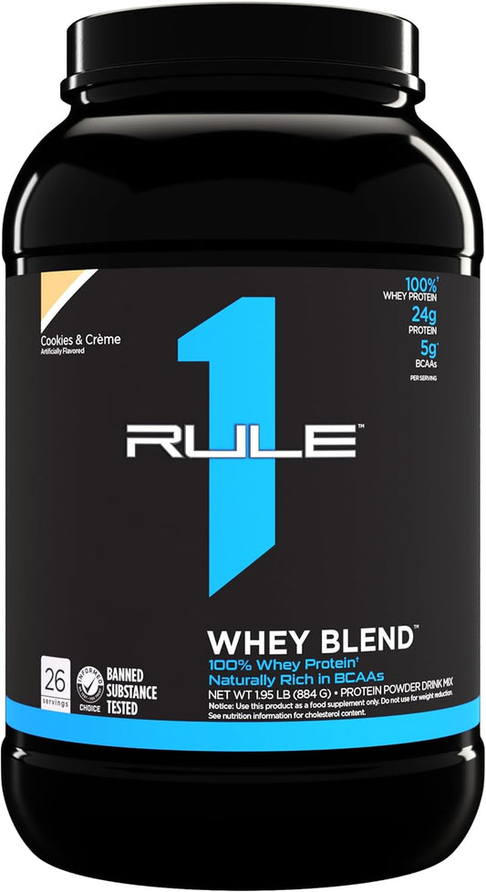 Rule 1 Proteins Cookies & Crème Whey Blend - 24g Fast-Acting Protein Per Serving - 2lbs