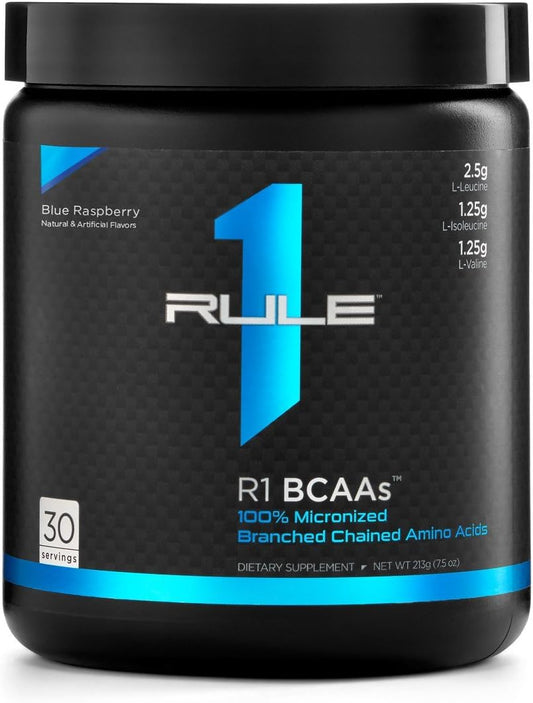 Rule 1 Proteins R1 BCAA Blue Raspberry Powder - 30 Servings, 217g