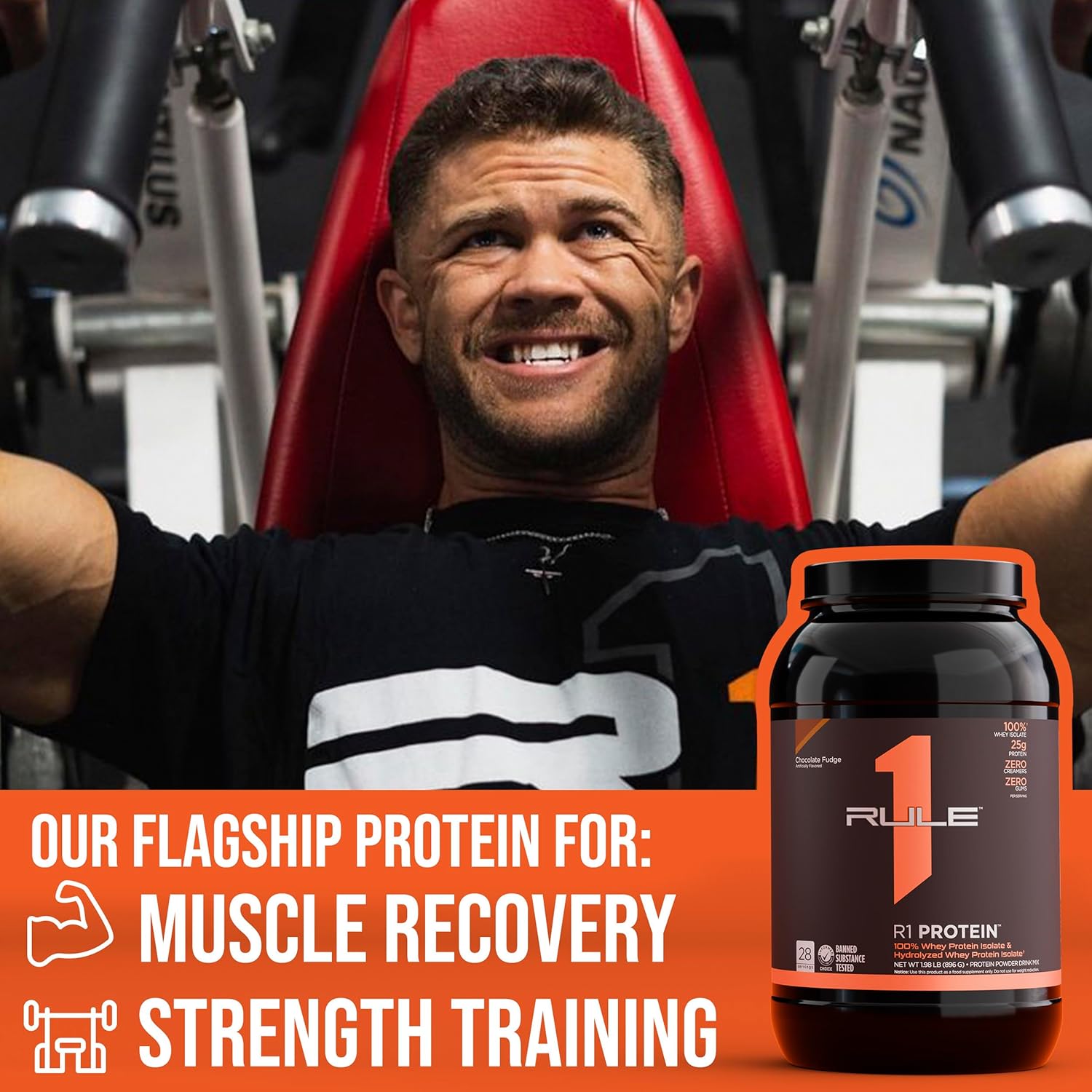 Rule 1 Proteins R1 Protein Strawberries & Creme 5lbs - 25g Fast-Acting Isolate & Hydrolysate Powder with 6g BCAAs for Muscle Growth & Recovery