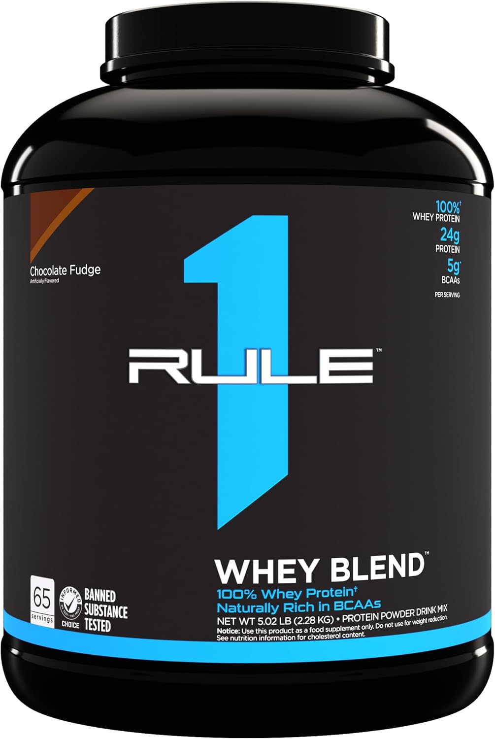 Rule 1 Proteins R1 Whey Blend Chocolate Fudge 5lbs - 24g Fast-Acting Whey Protein with EAAs and BCAAs