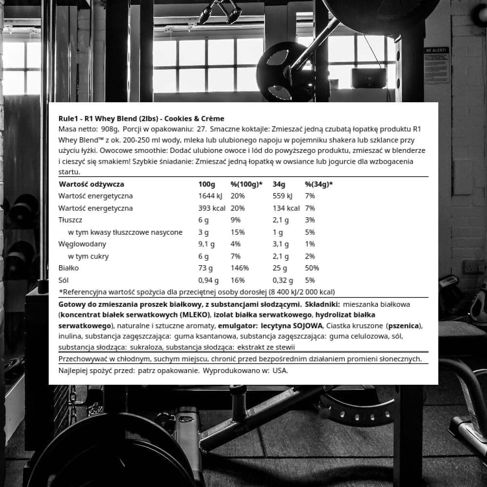 Rule 1 Proteins R1 Whey Blend Cookies & Crème 28 Servings - High-Quality Protein Powder