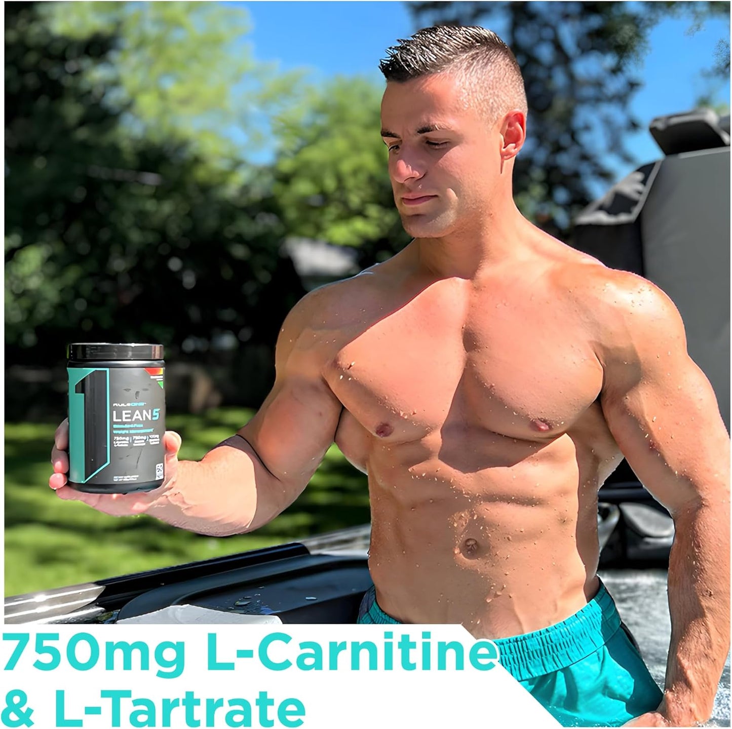 Rule 1 R1 Lean5 Blue Razz Lemonade 11.9 oz - Stimulant-Free Formula with CLA, Garcinia Cambogia Extract & Carnitine